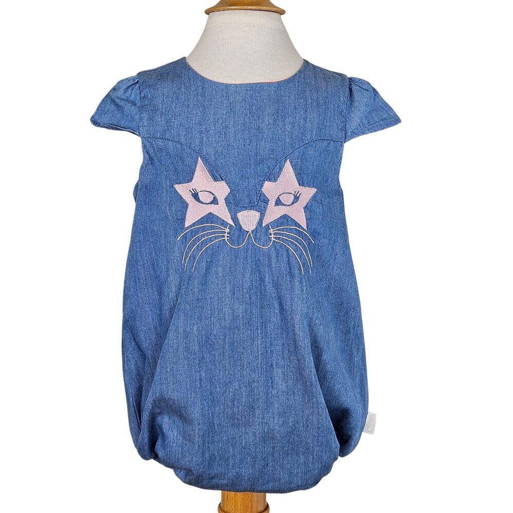 Little Marc Jacobs Chambray Romper Blue‎ Kitten Bodysuit One Piece | Infant 12 M